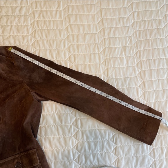 Liz Claiborne 100% Genuine Leather Suede Brown Jacket Large - Picture 9 of 10